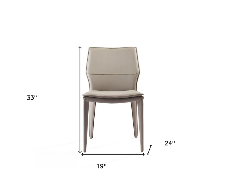 Set of Two Taupe Upholstered Faux Leather Dining Side Chairs Homeroots Kitchen & Dining