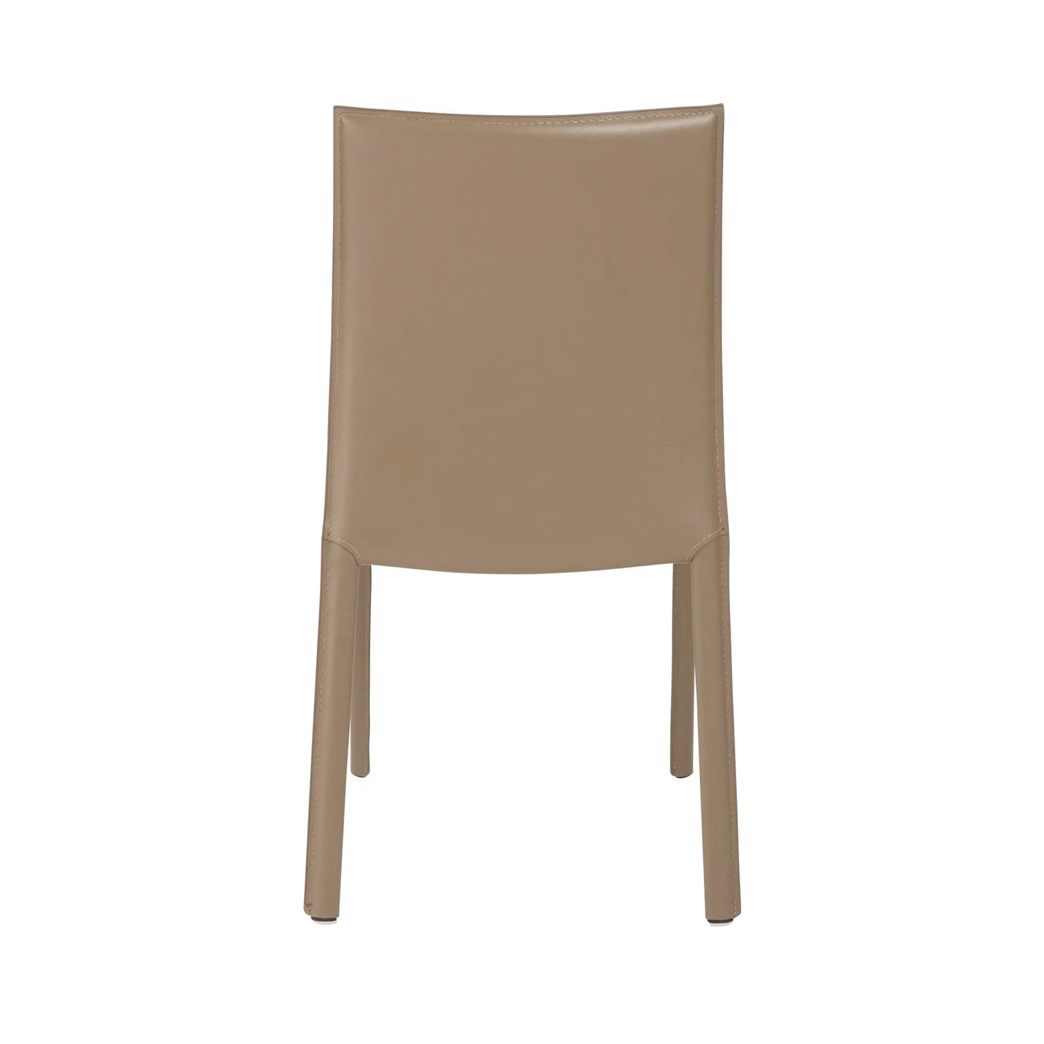 Set of Two Taupe Upholstered Leather Dining Side Chairs - GreatEagleInc