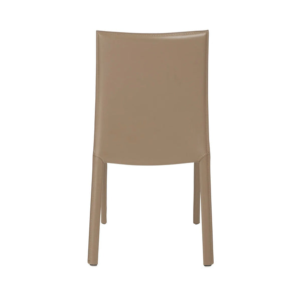 Set of Two Taupe Upholstered Leather Dining Side Chairs - GreatEagleInc