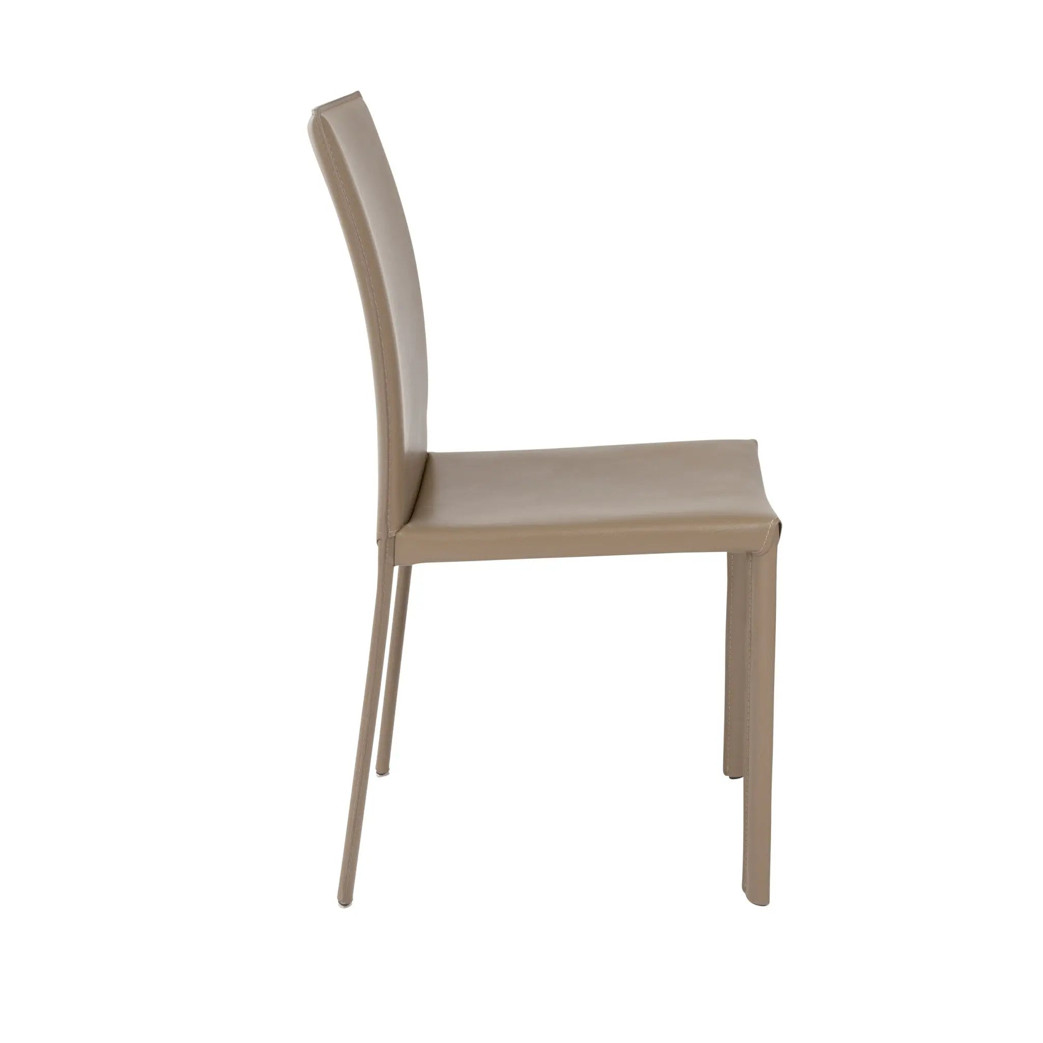 Set of Two Taupe Upholstered Leather Dining Side Chairs - GreatEagleInc