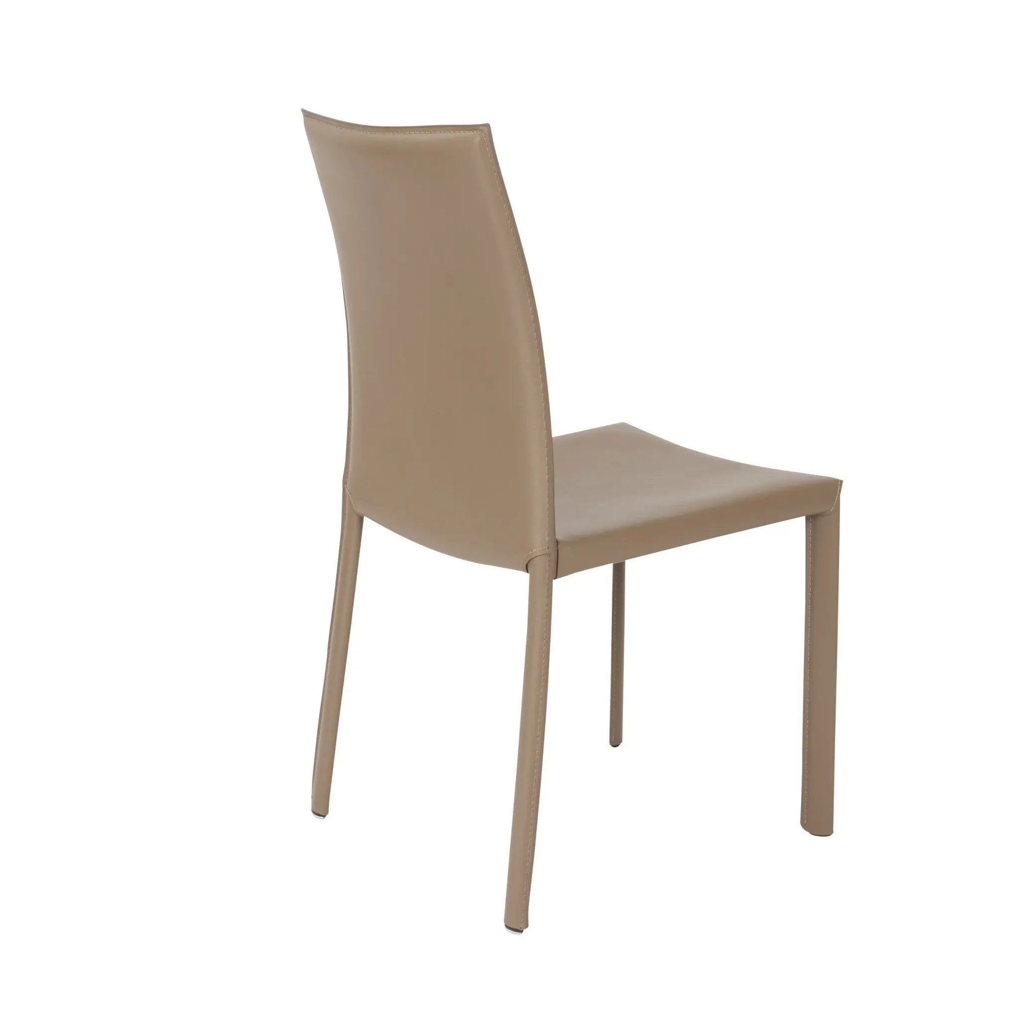 Set of Two Taupe Upholstered Leather Dining Side Chairs - GreatEagleInc