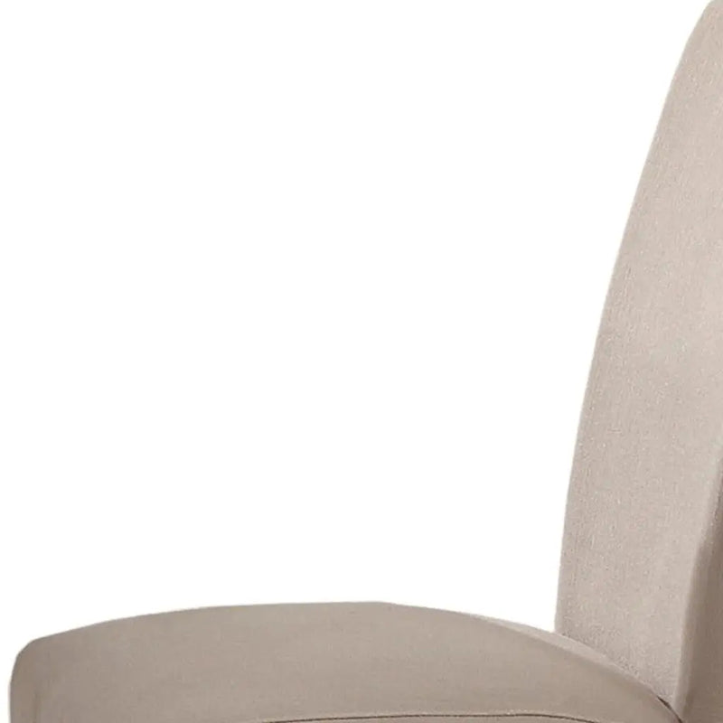 Set of Two Taupe and Dark Brown Linen Dining Side Chairs Homeroots Kitchen & Dining