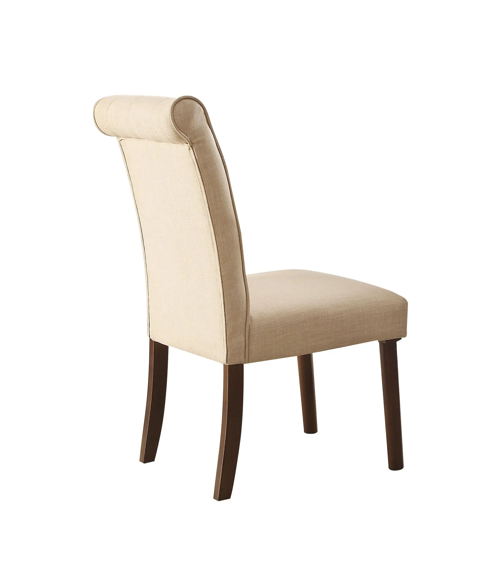 Set of Two Tufted Beige and Brown Upholstered Linen And Solid Wood Dining Side Chairs Homeroots Kitchen & Dining