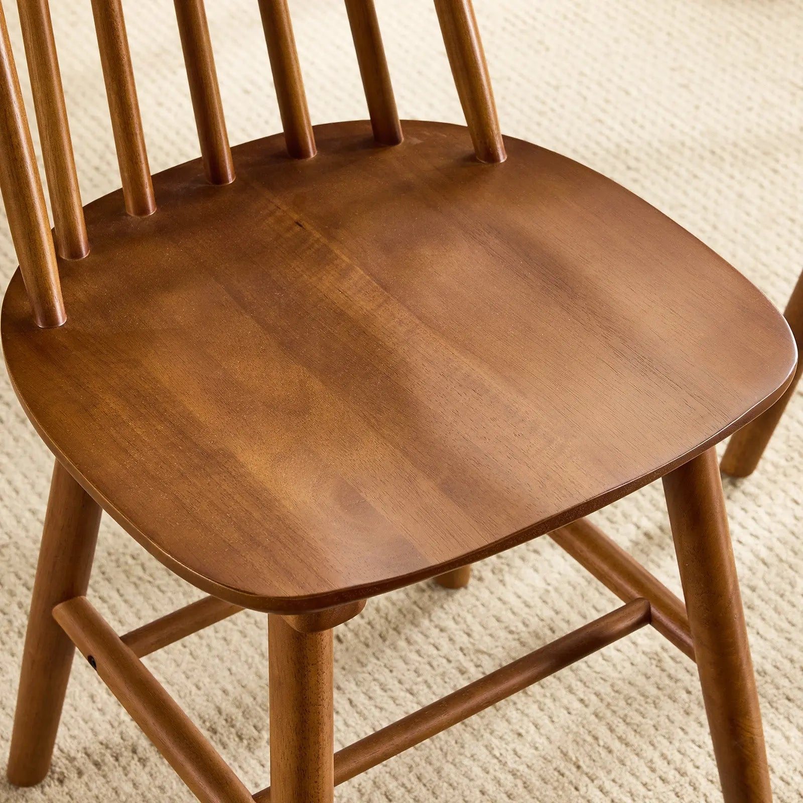 Set of Two Walnut Solid Wood Windsor Back Dining Side Chairs Homeroots Kitchen & Dining