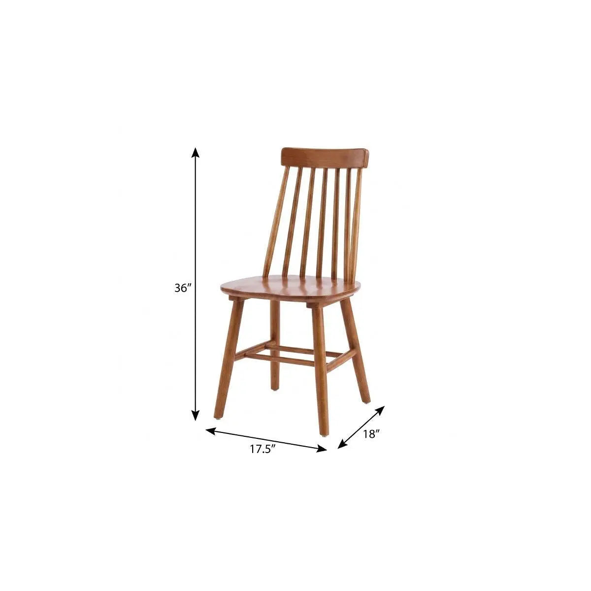 Set of Two Walnut Solid Wood Windsor Back Dining Side Chairs Homeroots Kitchen & Dining