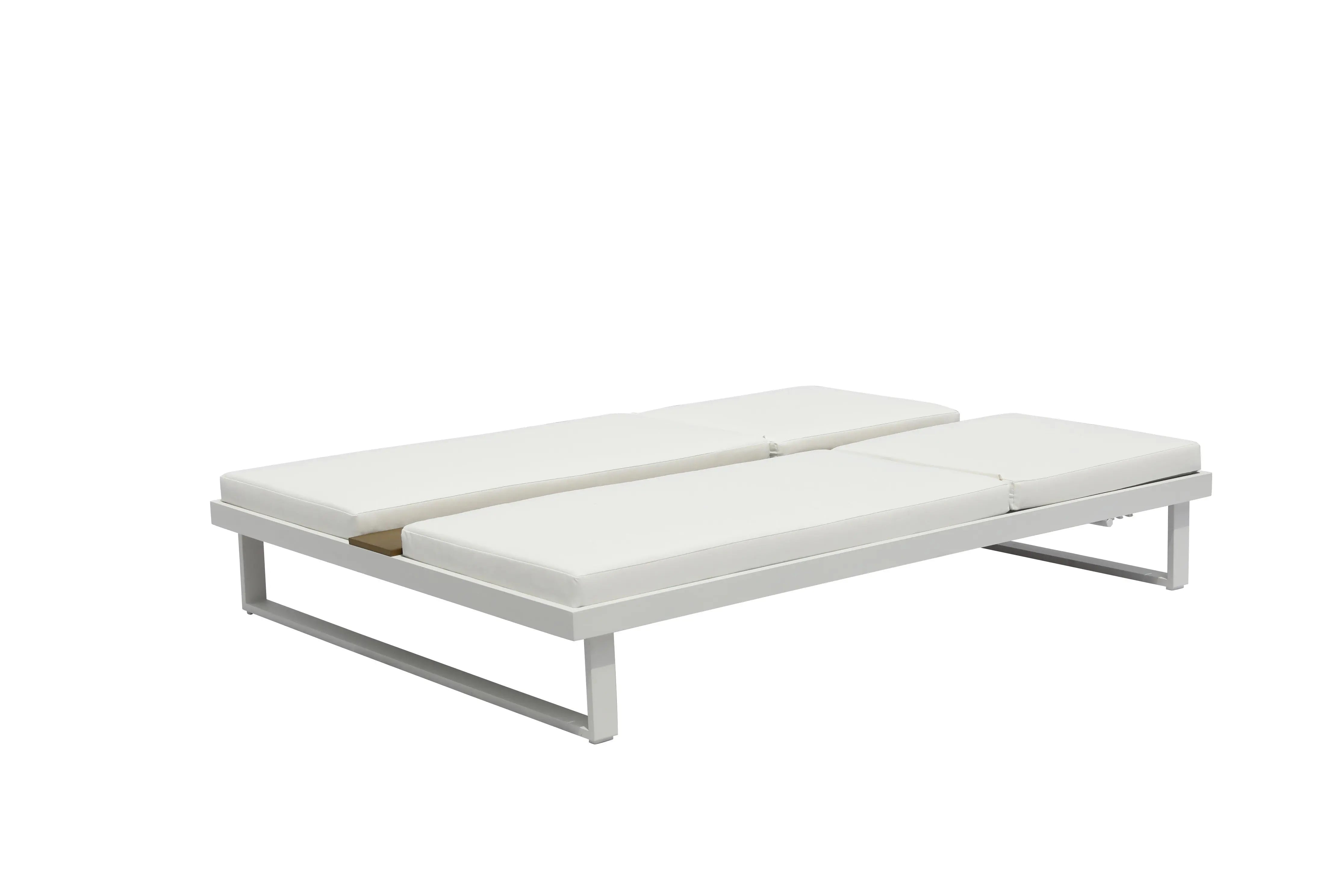 Set of Two White Aluminum Four Position Adjustable Outdoor Chaise Lounges with White Cushion Homeroots Outdoor