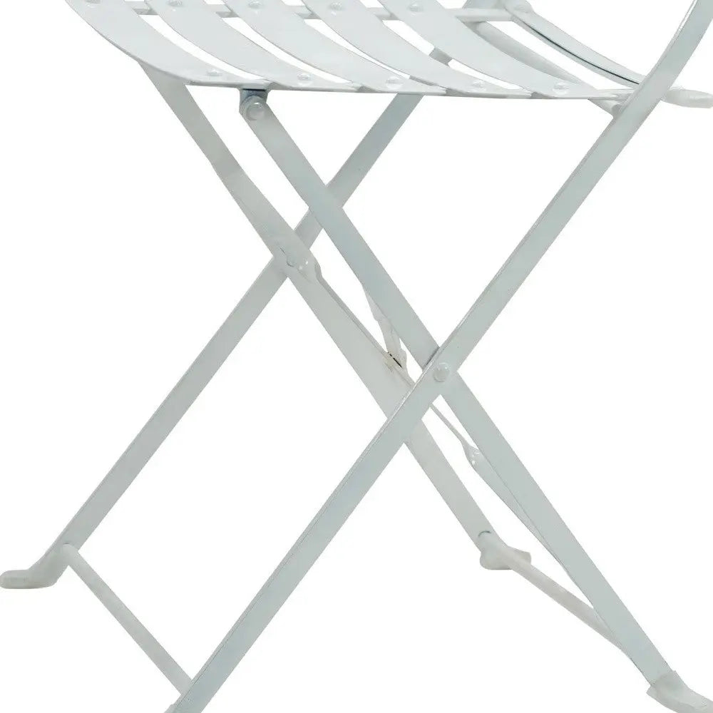 Set of Two White Aluminum Outdoor Folding Dining Chairs Homeroots Outdoor