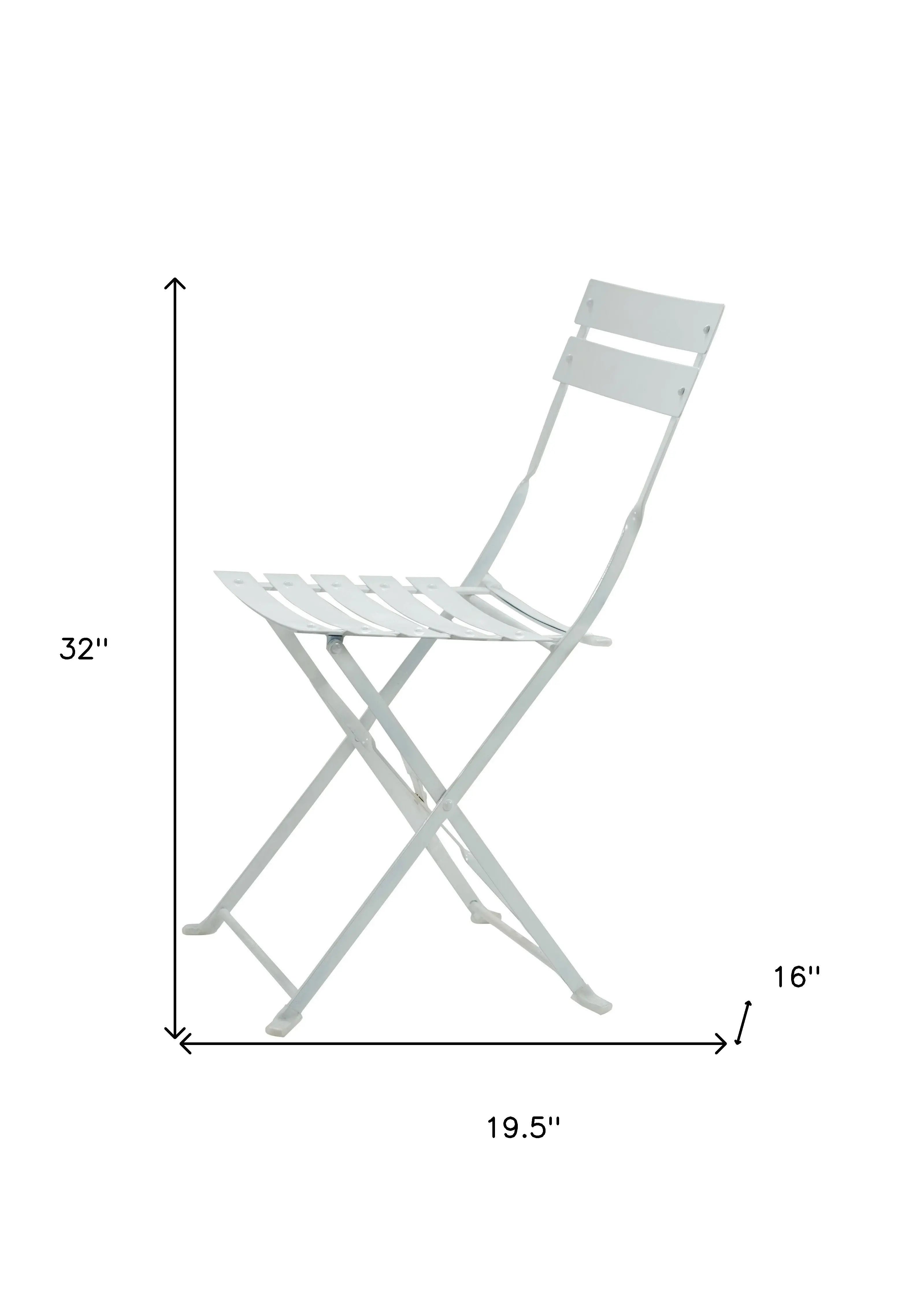 Set of Two White Aluminum Outdoor Folding Dining Chairs Homeroots Outdoor