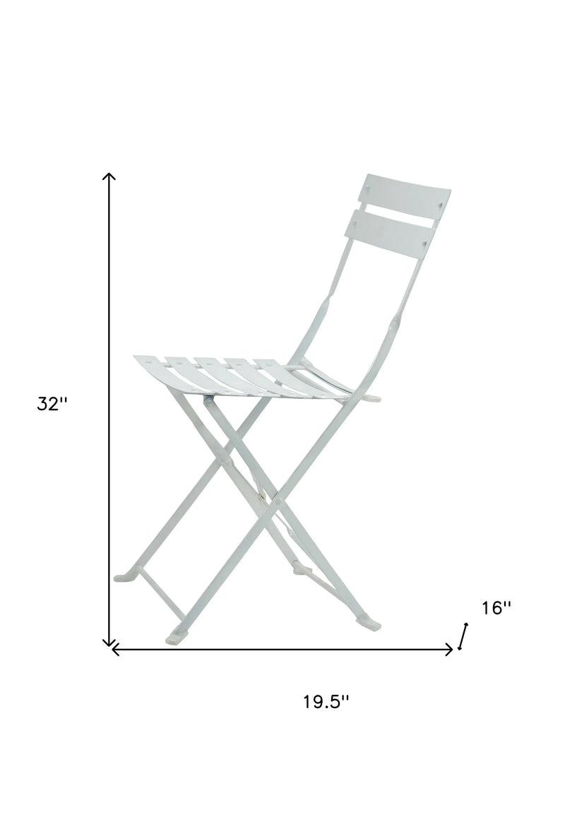 Set of Two White Aluminum Outdoor Folding Dining Chairs Homeroots Outdoor