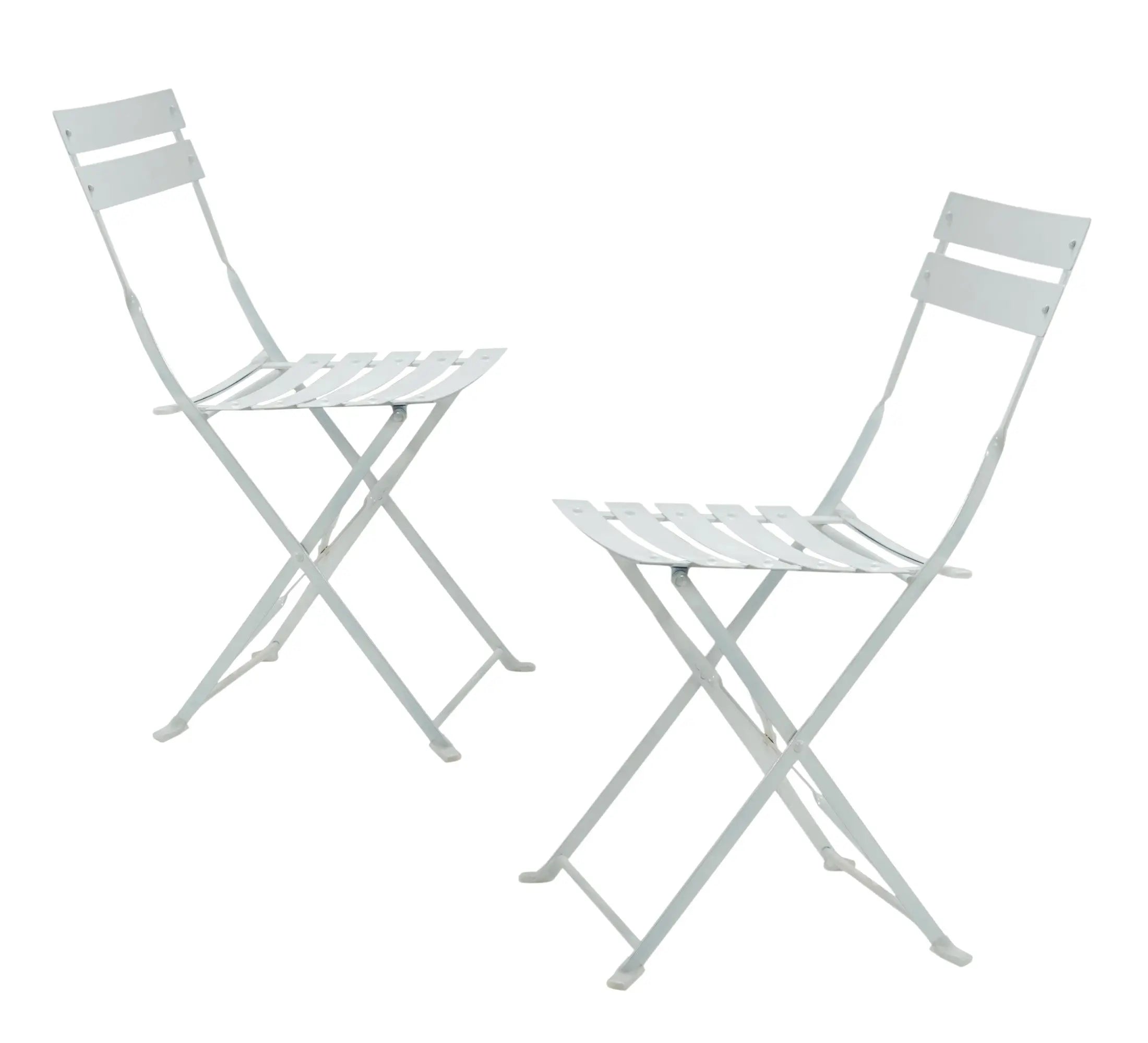 Set of Two White Aluminum Outdoor Folding Dining Chairs Homeroots Outdoor