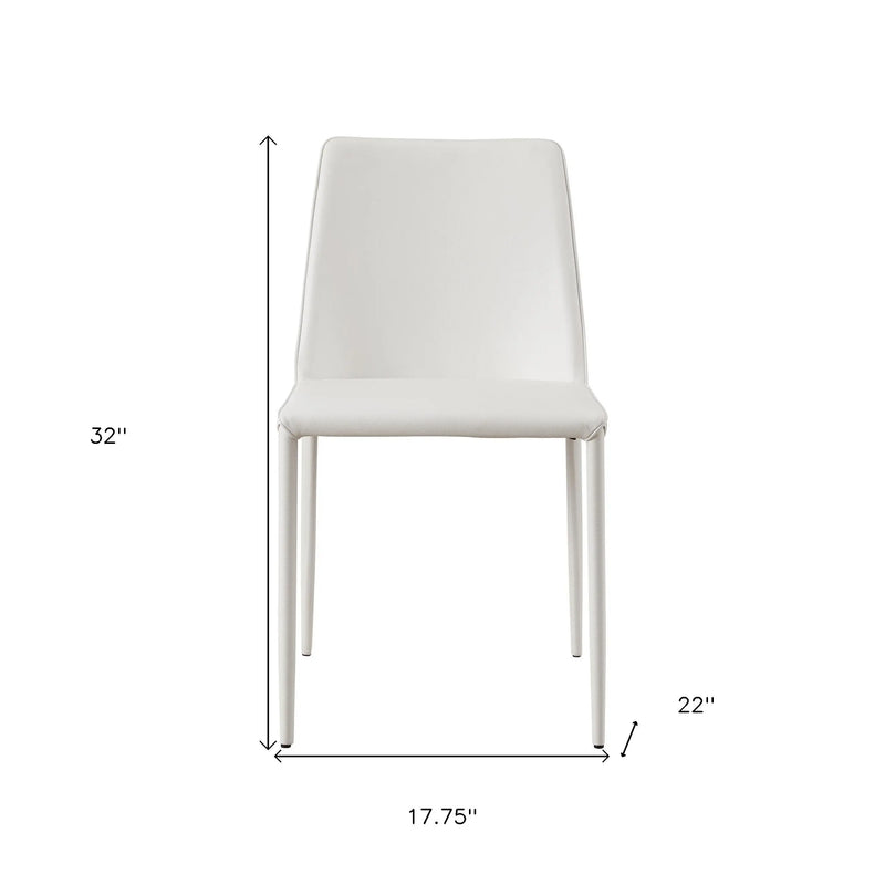 Set of Two White Faux Leather Dining Side Chairs Homeroots Kitchen & Dining