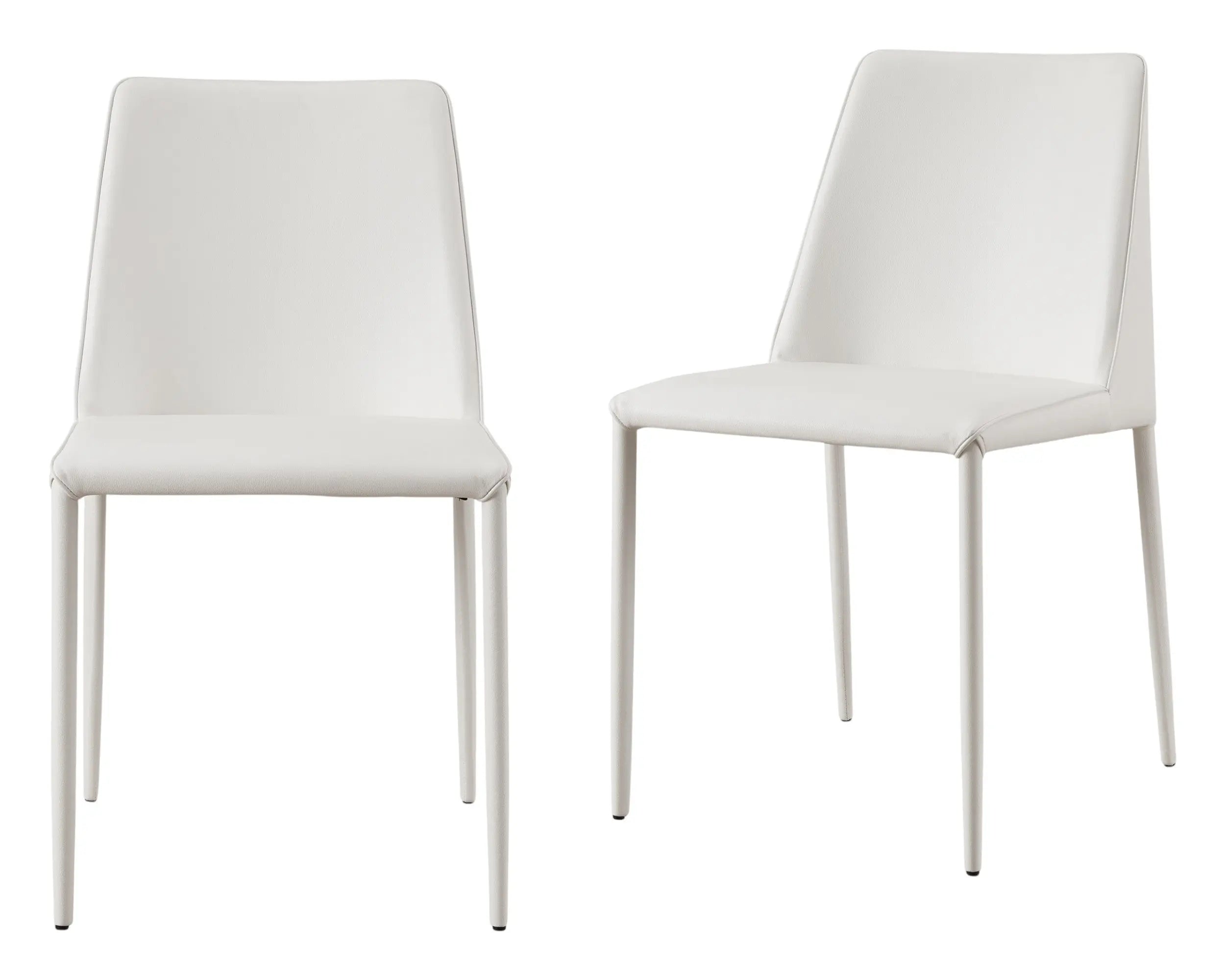 Set of Two White Faux Leather Dining Side Chairs Homeroots Kitchen & Dining