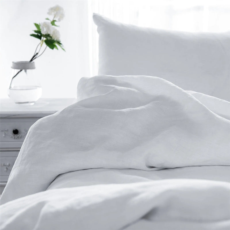 Set of Two White Linen Standard Pillowcases Homeroots Bed & Bath