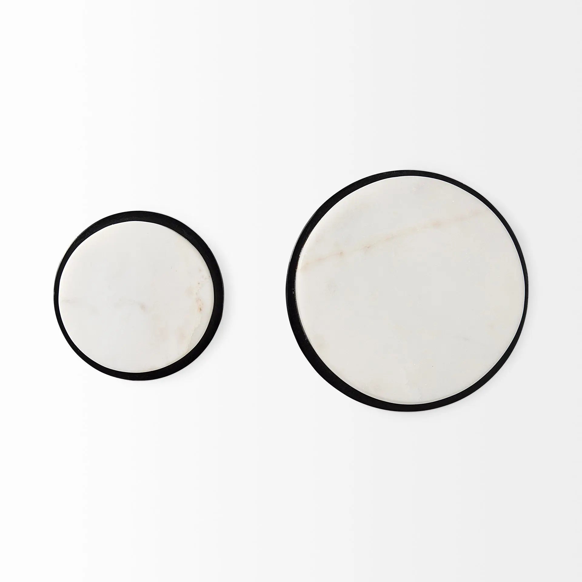 Set of Two White Marble Sphere Decorative Wall Sculpture Homeroots Home Decor