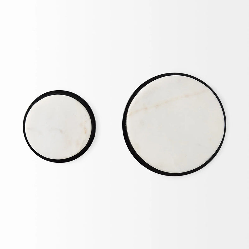 Set of Two White Marble Sphere Decorative Wall Sculpture Homeroots Home Decor