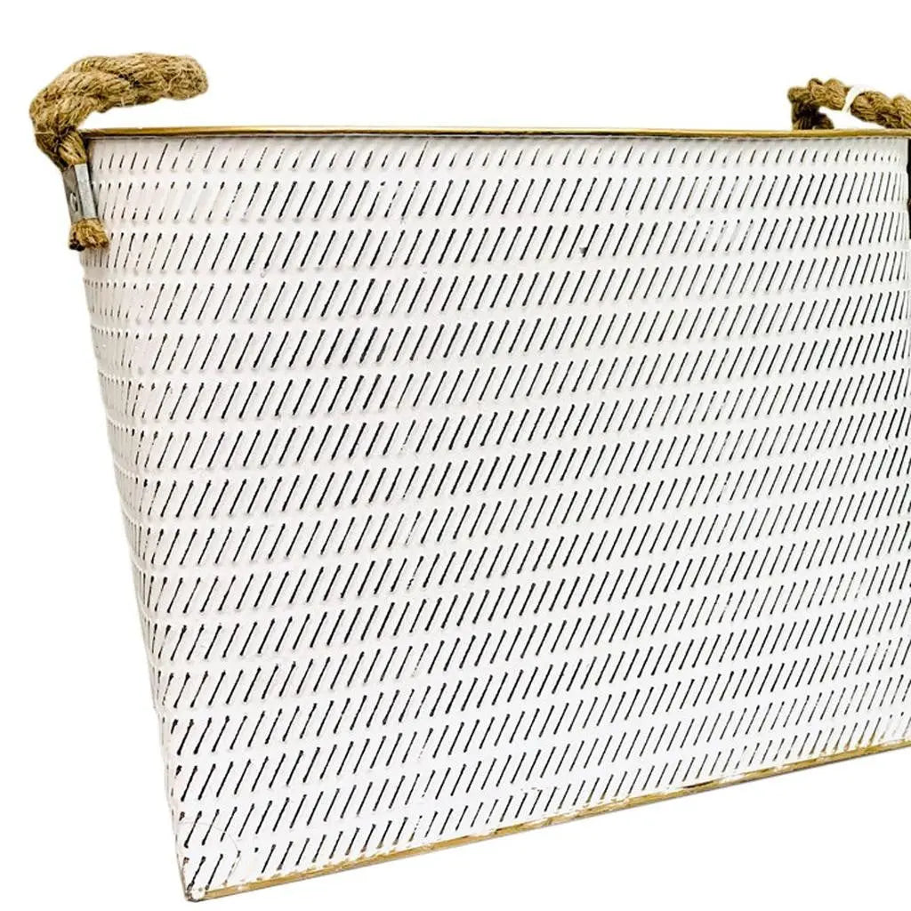 Set of Two White Metal Basket Homeroots Office