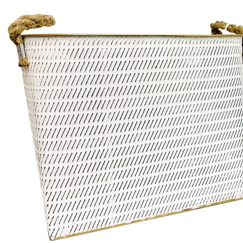 Set of Two White Metal Basket Homeroots Office