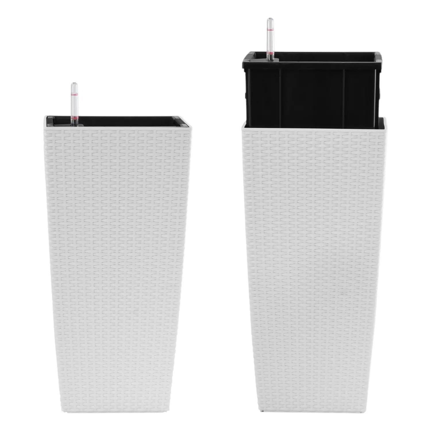 Set of Two White Recycled Plastic Rectangular Self Watering Planter Box Homeroots Outdoor