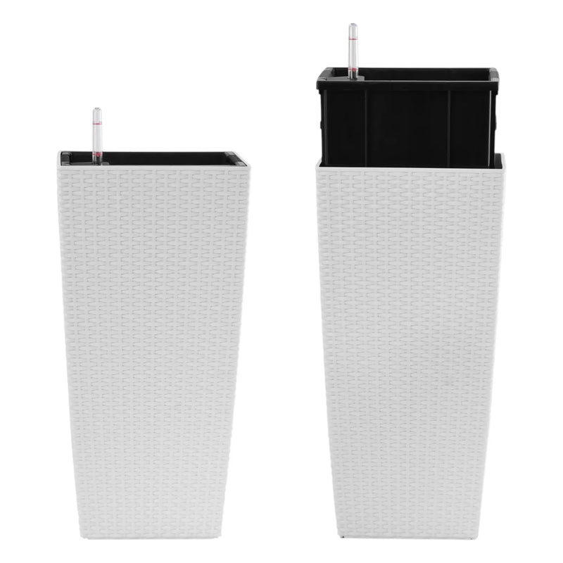 Set of Two White Recycled Plastic Rectangular Self Watering Planter Box Homeroots Outdoor