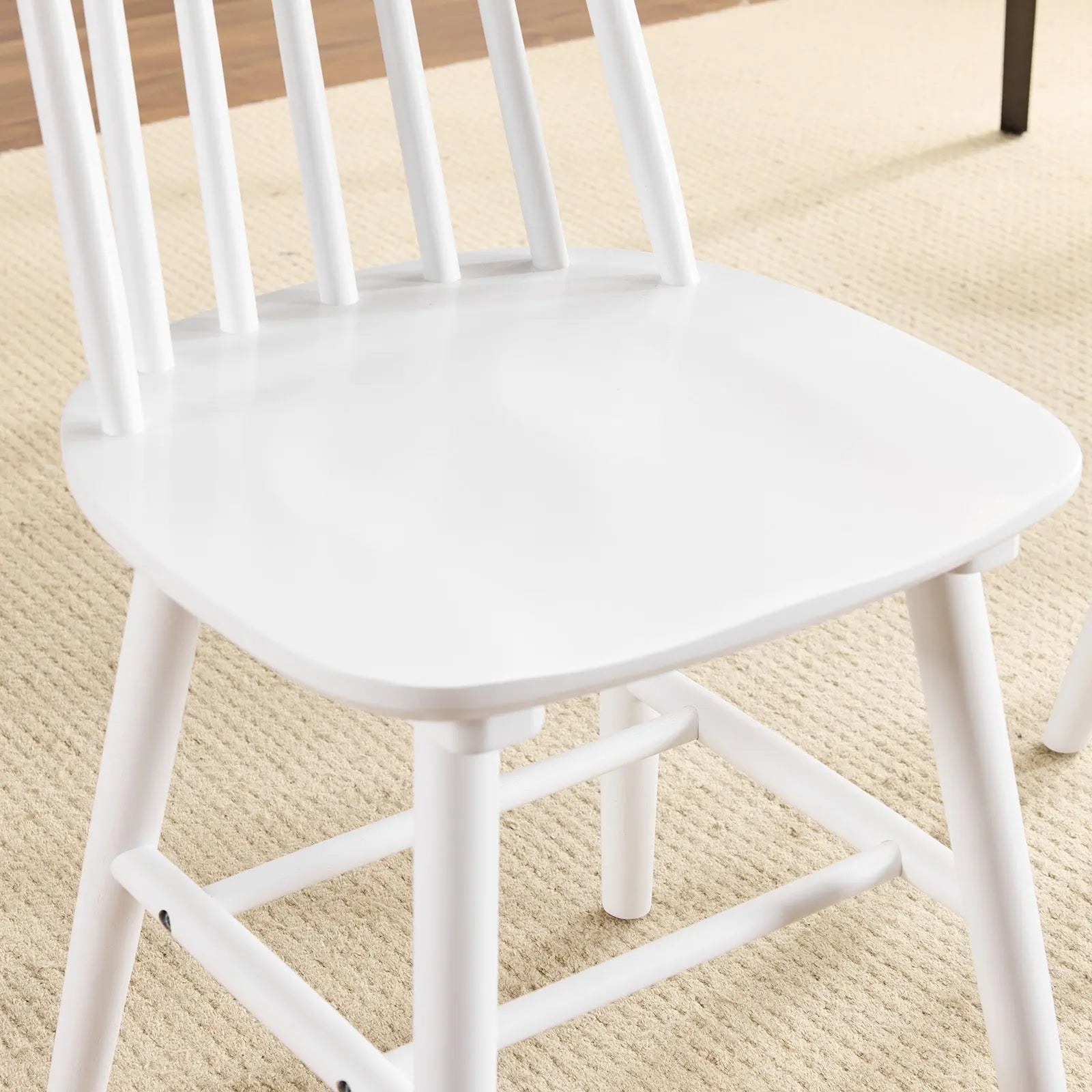 Set of Two White Solid Wood Windsor Back Dining Side Chairs Homeroots Kitchen & Dining