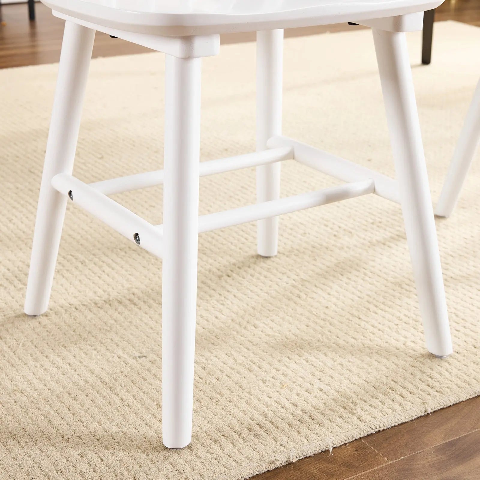 Set of Two White Solid Wood Windsor Back Dining Side Chairs Homeroots Kitchen & Dining