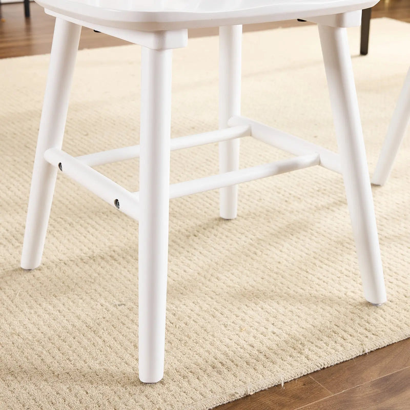 Set of Two White Solid Wood Windsor Back Dining Side Chairs Homeroots Kitchen & Dining