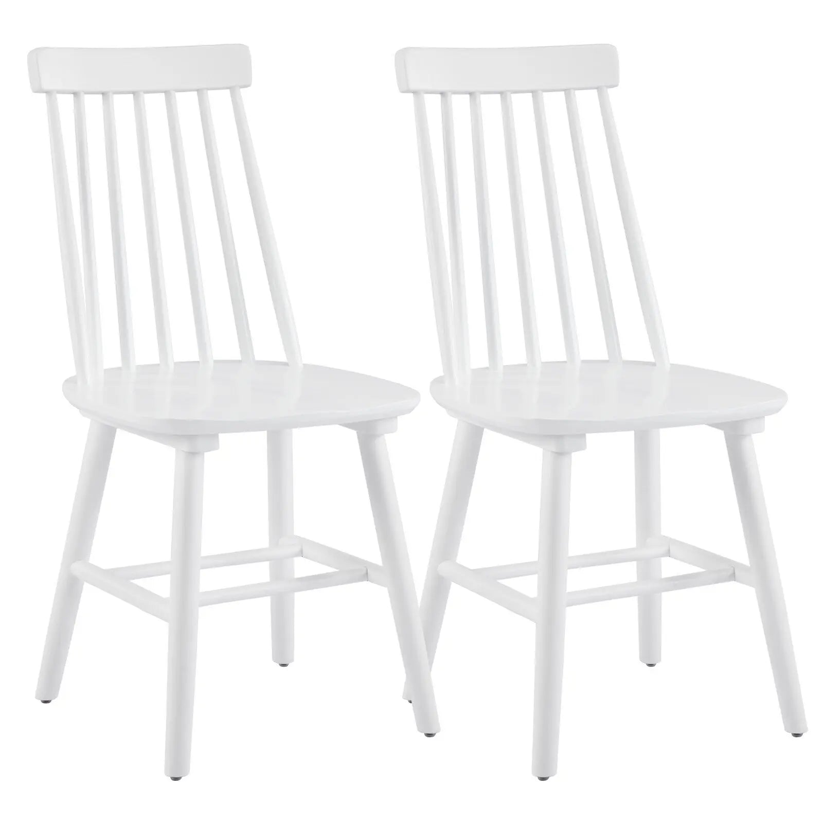 Set of Two White Solid Wood Windsor Back Dining Side Chairs Homeroots Kitchen & Dining