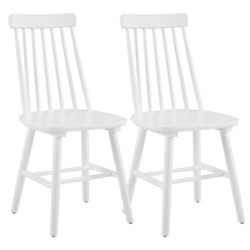 Set of Two White Solid Wood Windsor Back Dining Side Chairs Homeroots Kitchen & Dining