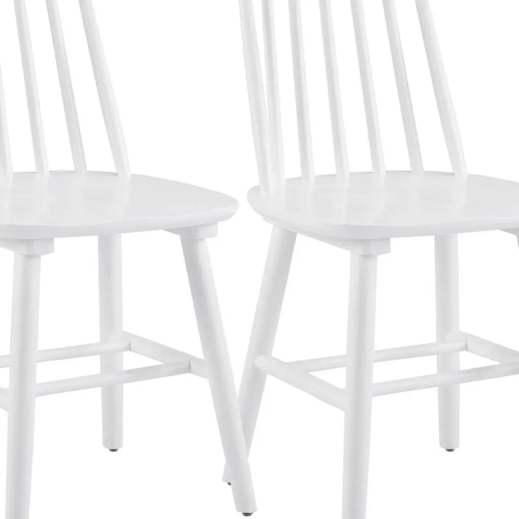 Set of Two White Solid Wood Windsor Back Dining Side Chairs Homeroots Kitchen & Dining