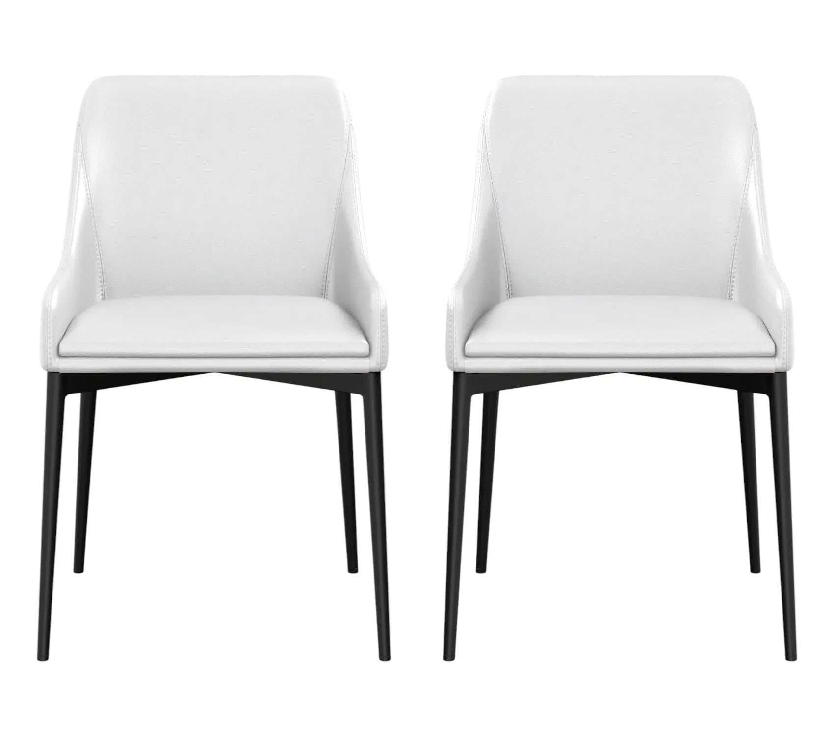 Set of Two White and Black Faux Leather Dining Side Chairs Homeroots Kitchen & Dining