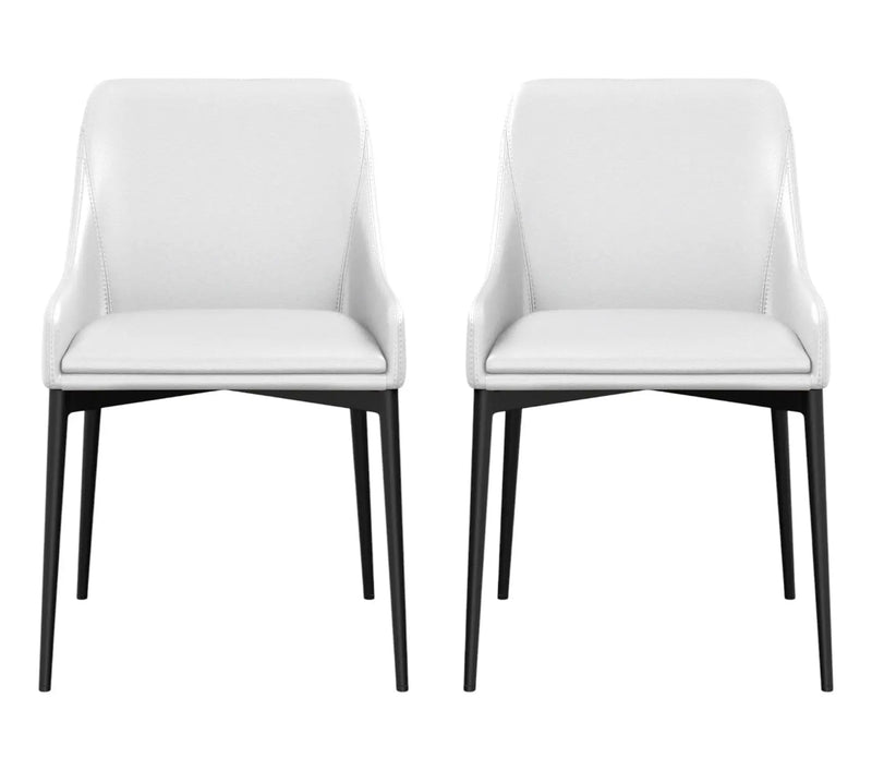Set of Two White and Black Faux Leather Dining Side Chairs Homeroots Kitchen & Dining