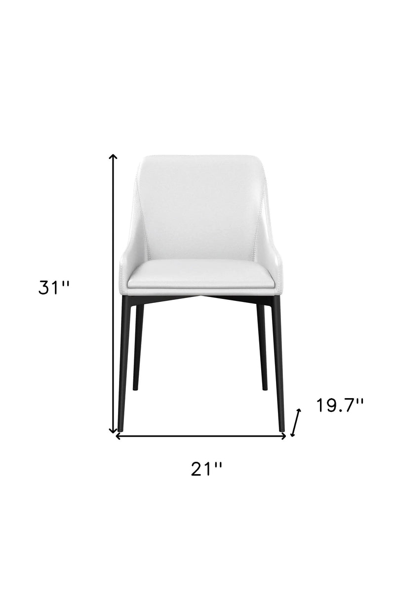 Set of Two White and Black Faux Leather Dining Side Chairs Homeroots Kitchen & Dining