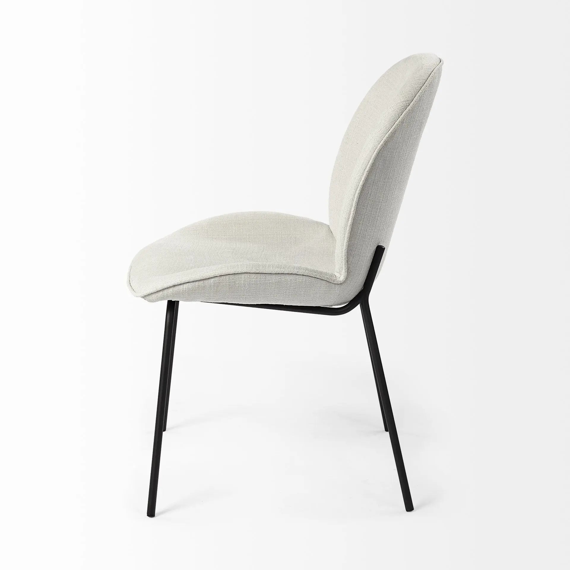 Set of Two White and Black Upholstered Fabric Dining Side Chairs Homeroots Kitchen & Dining