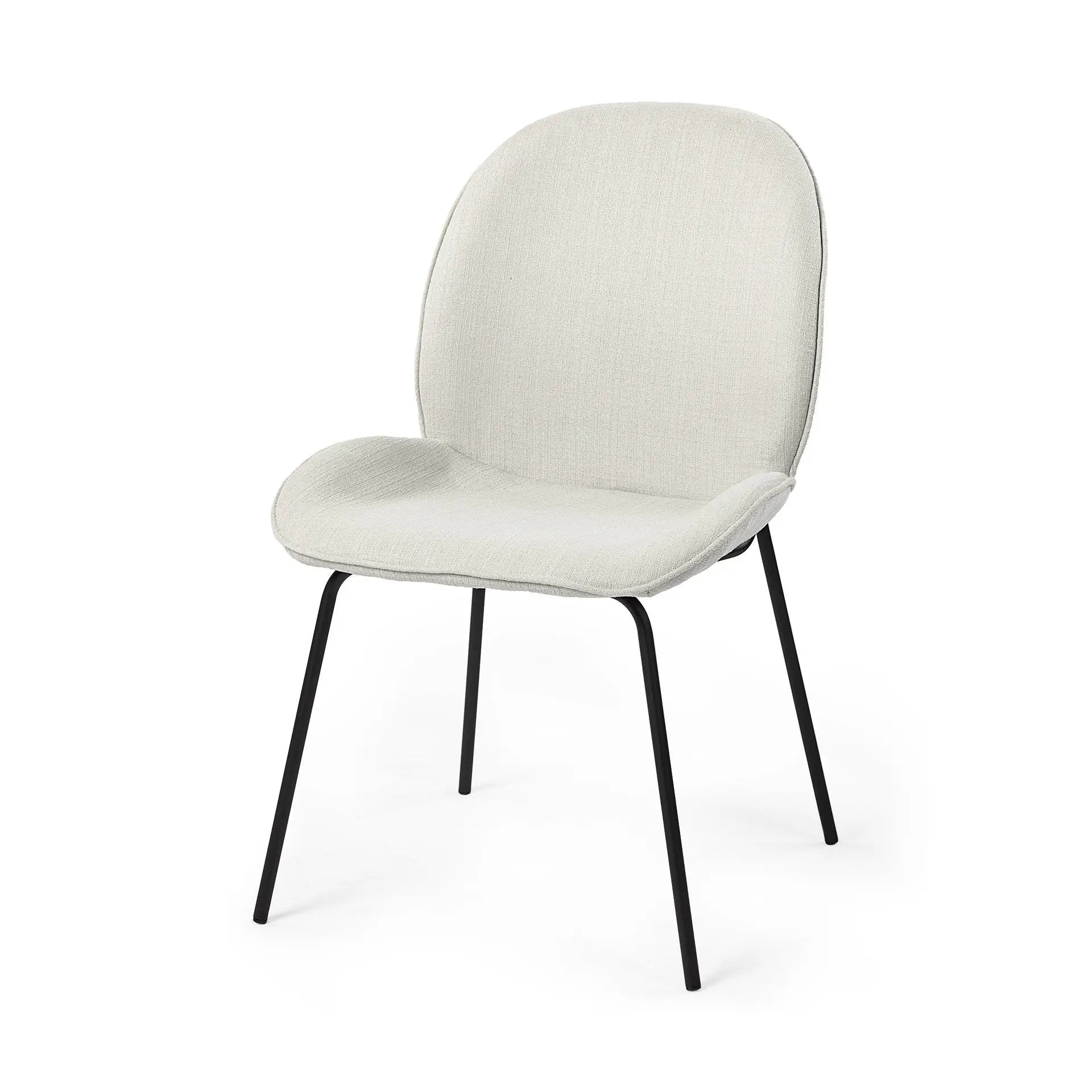Set of Two White and Black Upholstered Fabric Dining Side Chairs Homeroots Kitchen & Dining