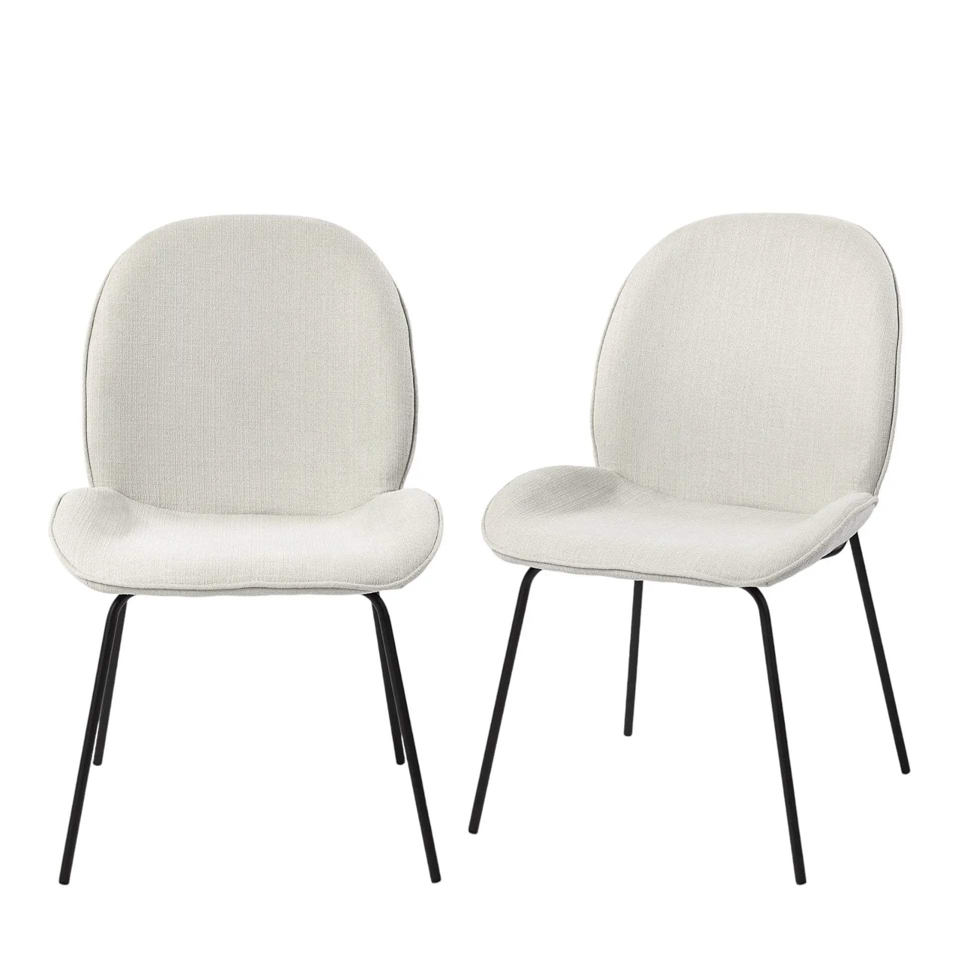 Set of Two White and Black Upholstered Fabric Dining Side Chairs Homeroots Kitchen & Dining