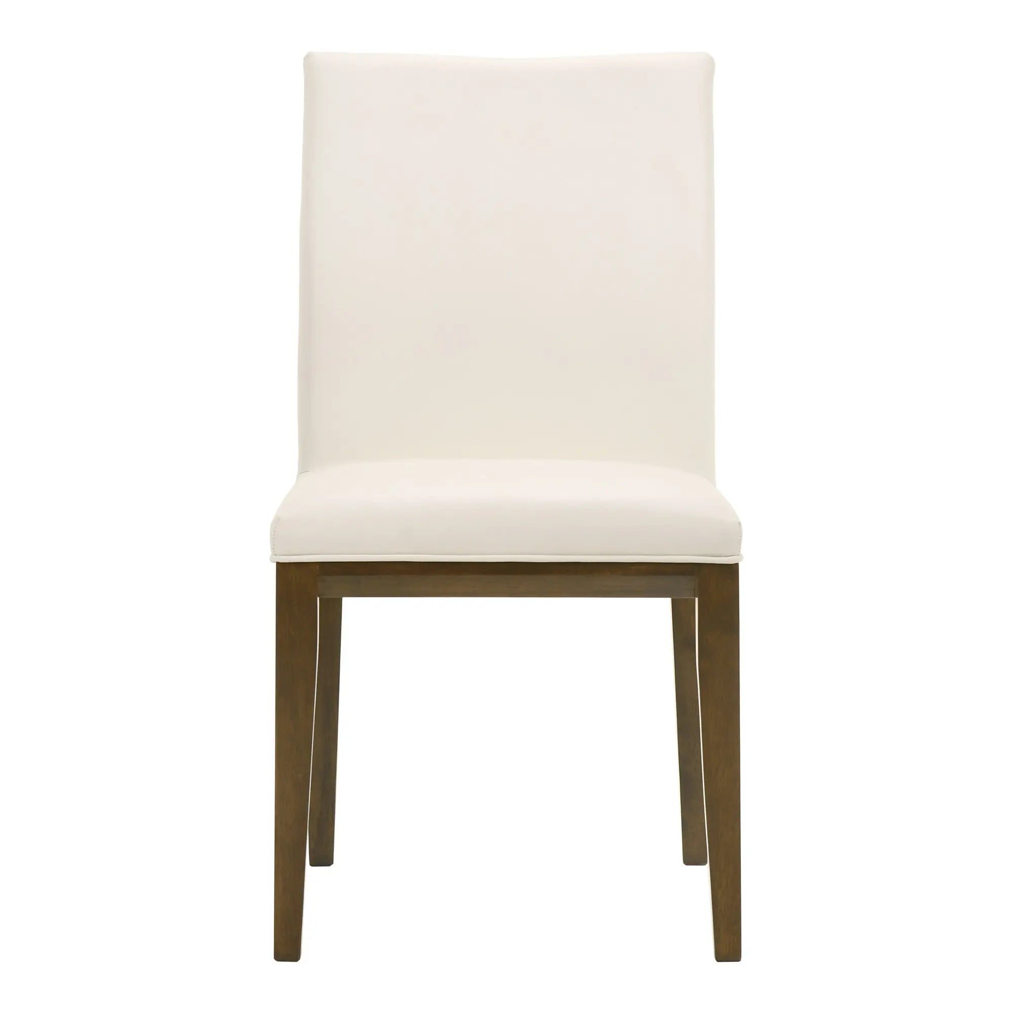 Set of Two White and Brown Leather Dining Side Chairs Homeroots Kitchen & Dining