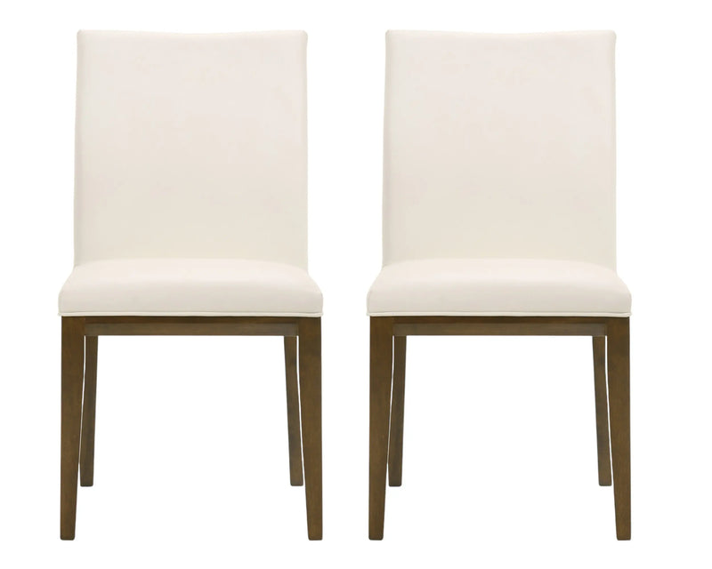 Set of Two White and Brown Leather Dining Side Chairs Homeroots Kitchen & Dining