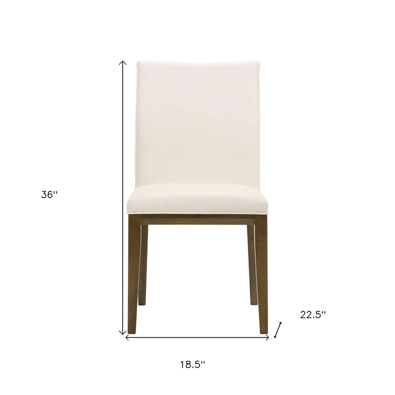 Set of Two White and Brown Leather Dining Side Chairs Homeroots Kitchen & Dining