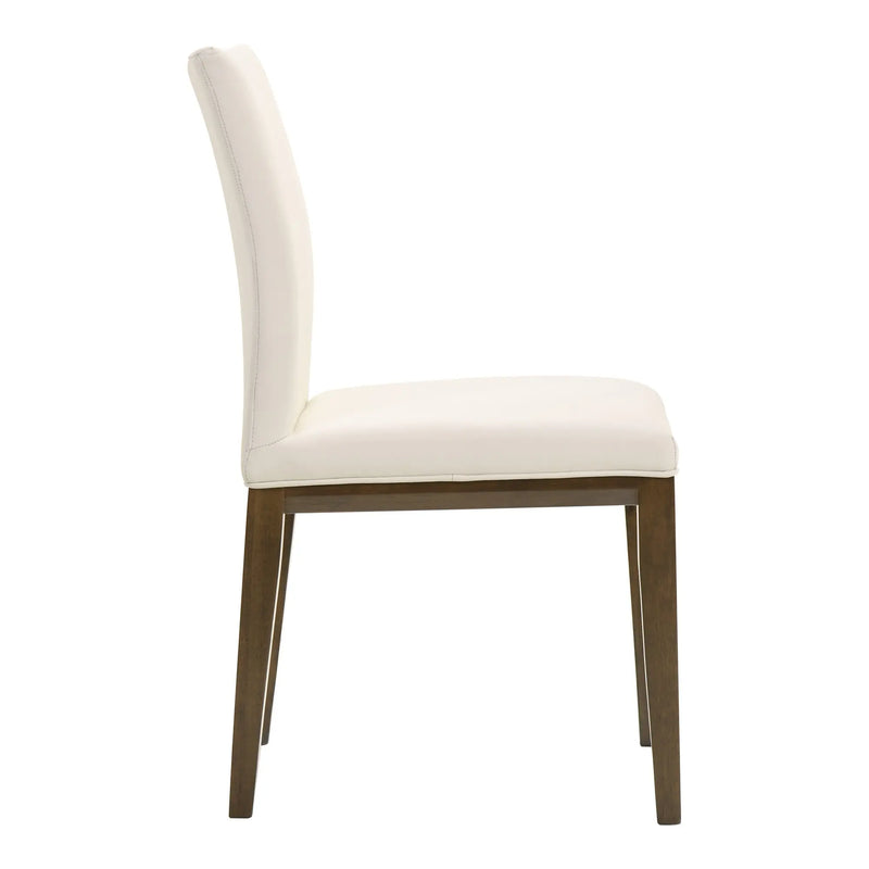 Set of Two White and Brown Leather Dining Side Chairs Homeroots Kitchen & Dining