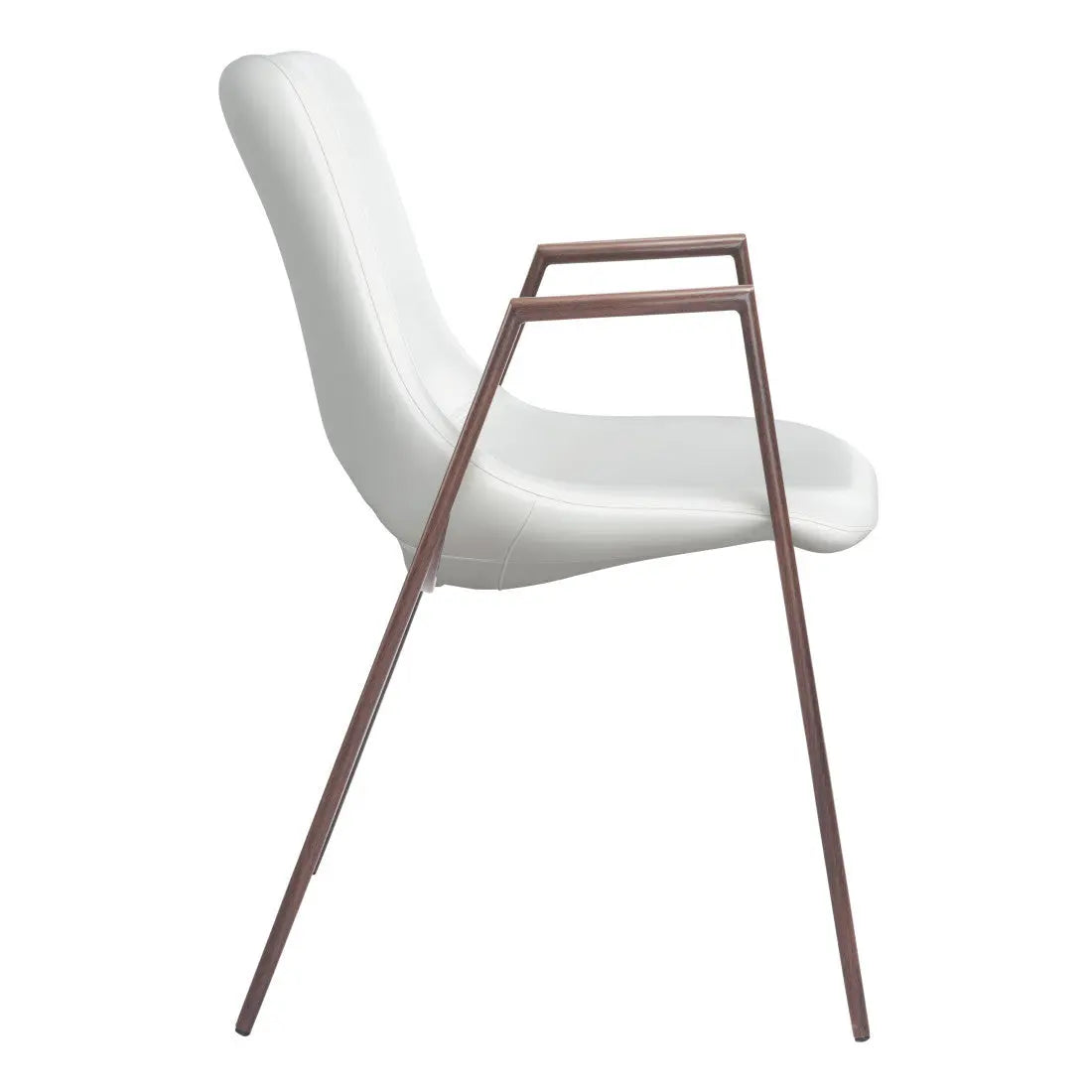 Set of Two White and Brown Upholstered Faux Leather Open Back Dining Arm Chairs Homeroots Kitchen & Dining