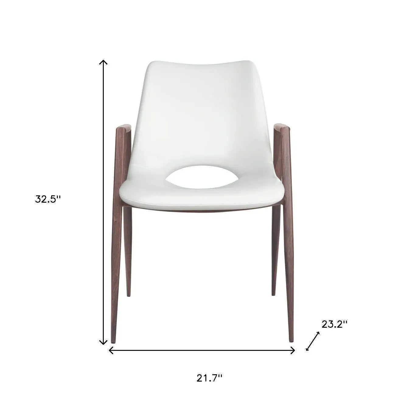 Set of Two White and Brown Upholstered Faux Leather Open Back Dining Arm Chairs Homeroots Kitchen & Dining