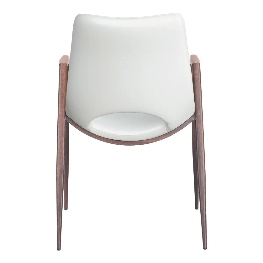 Set of Two White and Brown Upholstered Faux Leather Open Back Dining Arm Chairs Homeroots Kitchen & Dining