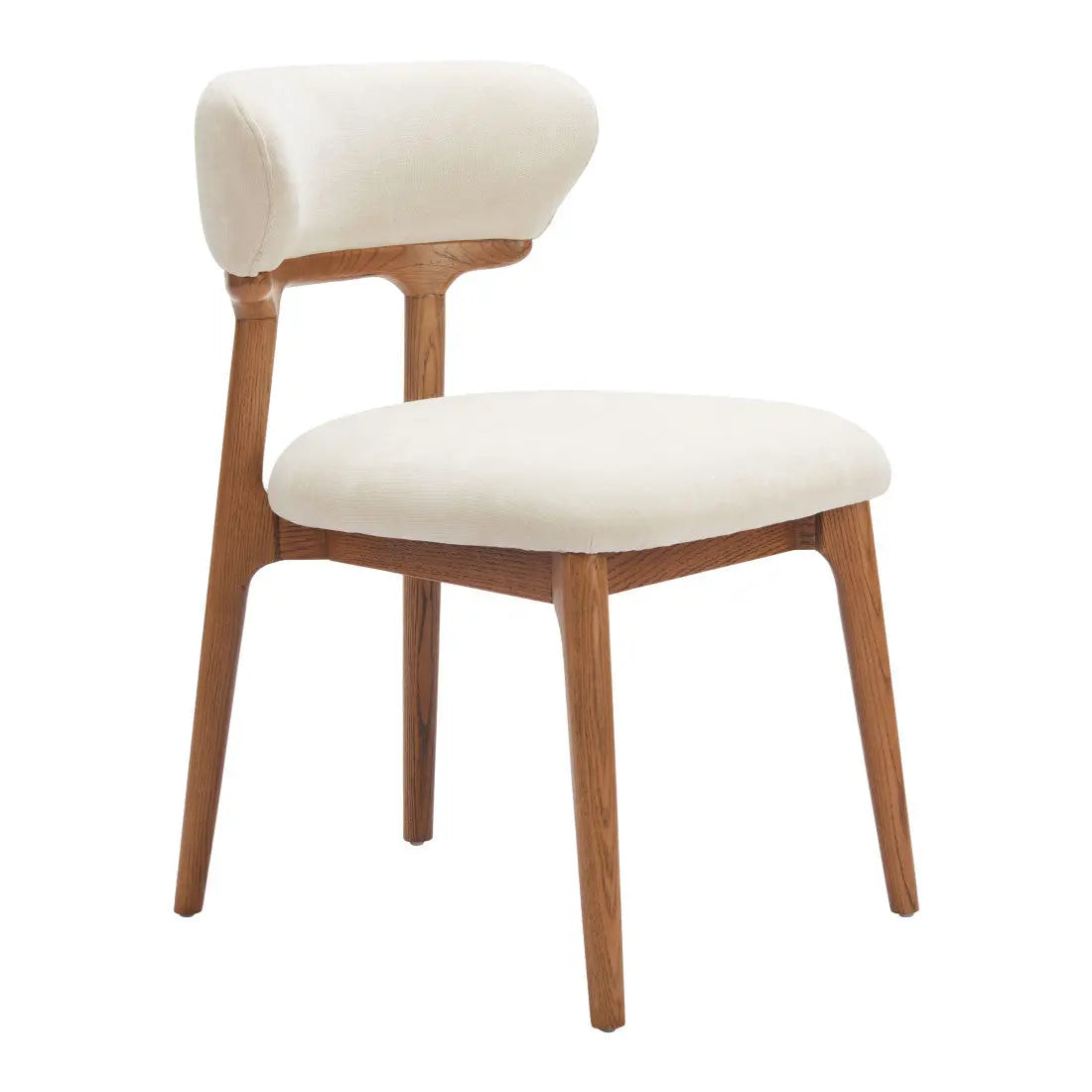 Set of Two White and Brown Upholstery Open Back Dining Side Chairs Homeroots Kitchen & Dining