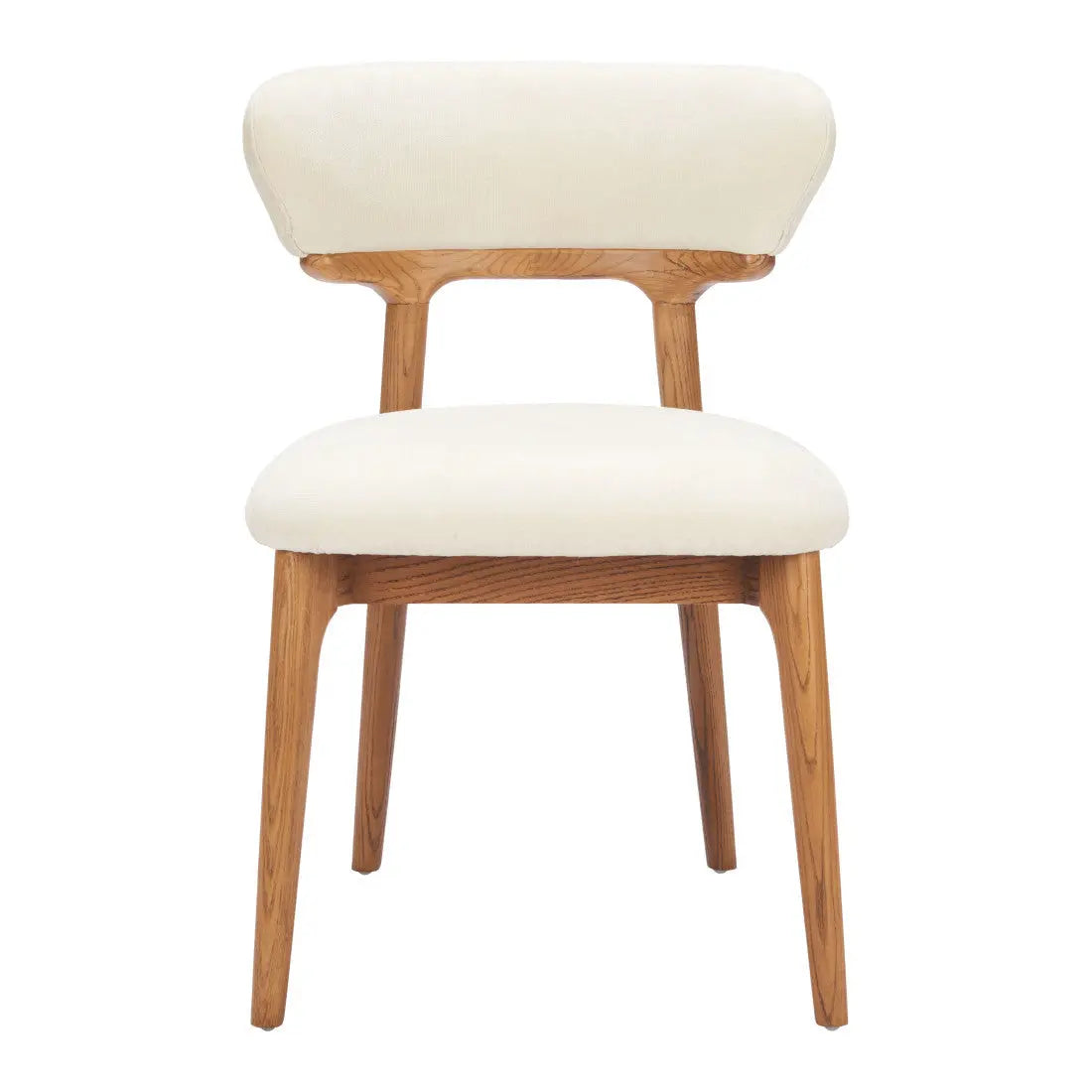 Set of Two White and Brown Upholstery Open Back Dining Side Chairs Homeroots Kitchen & Dining