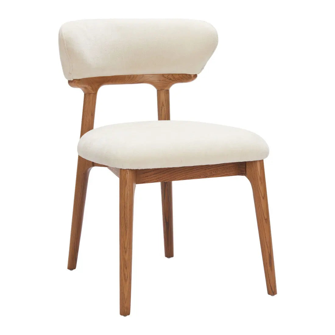 Set of Two White and Brown Upholstery Open Back Dining Side Chairs Homeroots Kitchen & Dining