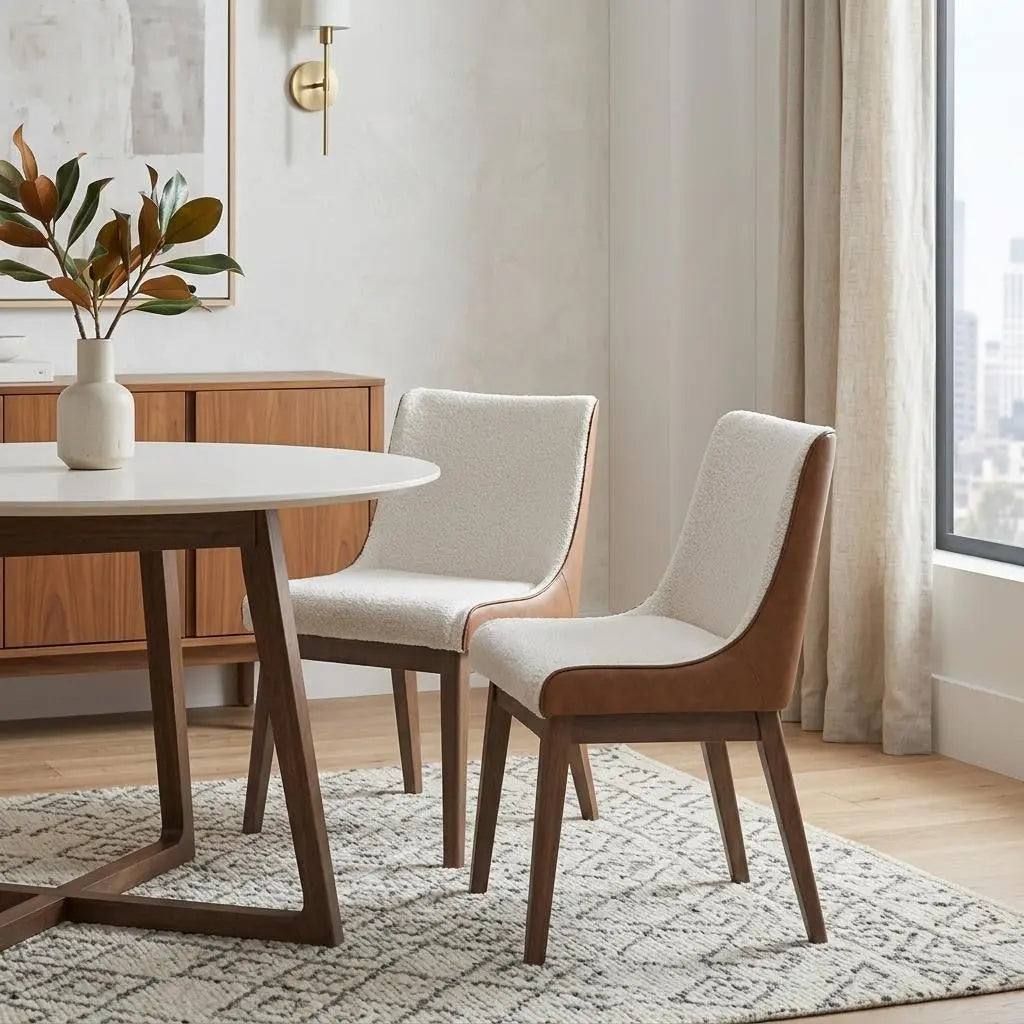 Set of Two White and Brown Velvet Dining Side Chairs Homeroots Kitchen & Dining