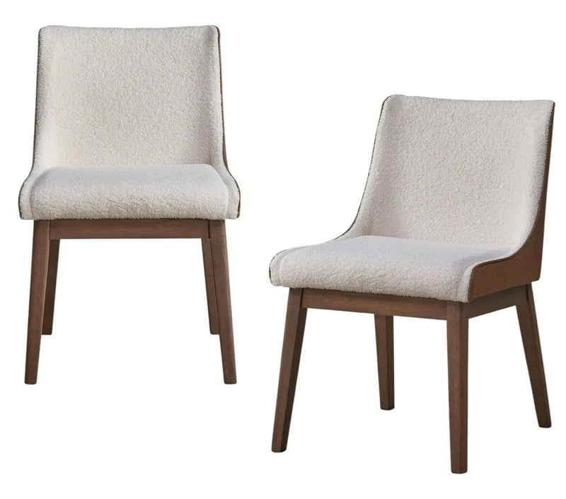 Set of Two White and Brown Velvet Dining Side Chairs Homeroots Kitchen & Dining
