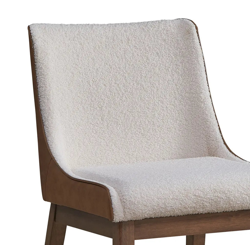 Set of Two White and Brown Velvet Dining Side Chairs Homeroots Kitchen & Dining