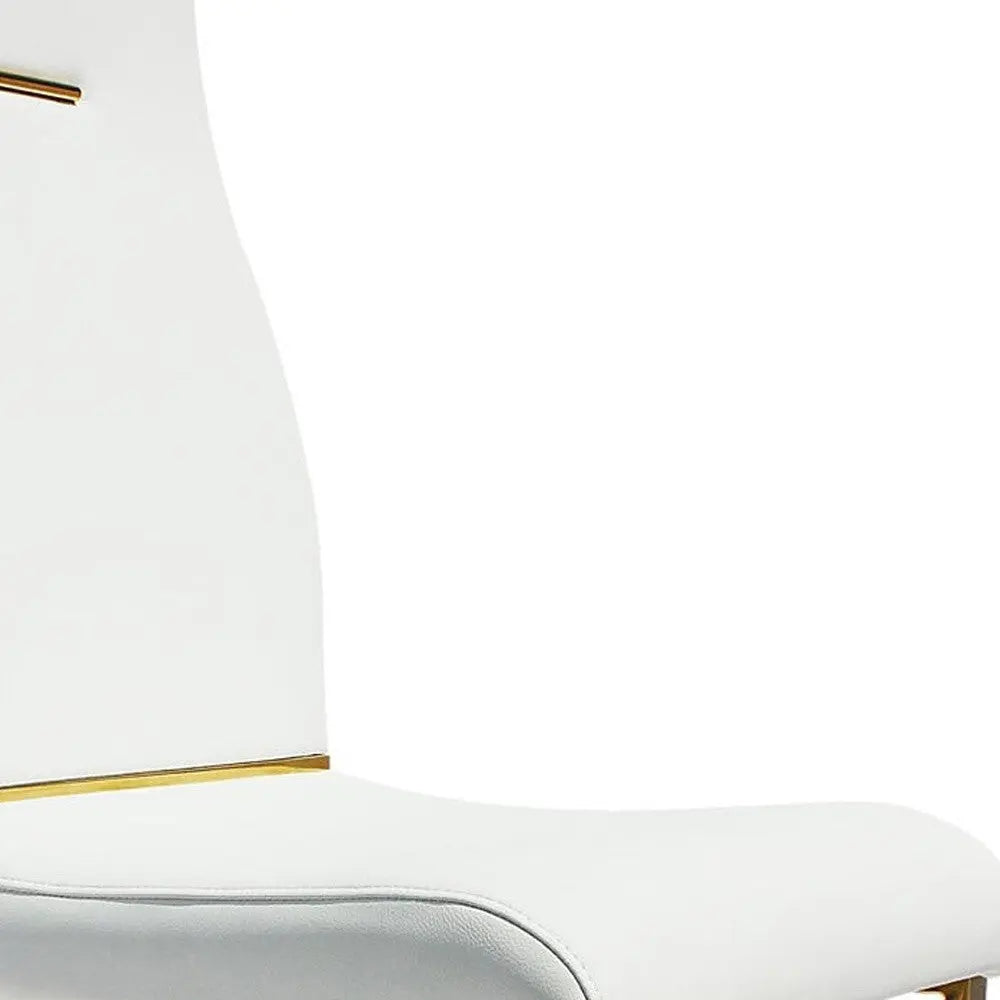Set of Two White and Gold Faux Leather Dining Side Chairs Homeroots Kitchen & Dining