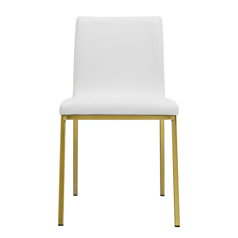 Set of Two White and Gold Upholstered Leather Dining Side Chairs Homeroots Kitchen & Dining
